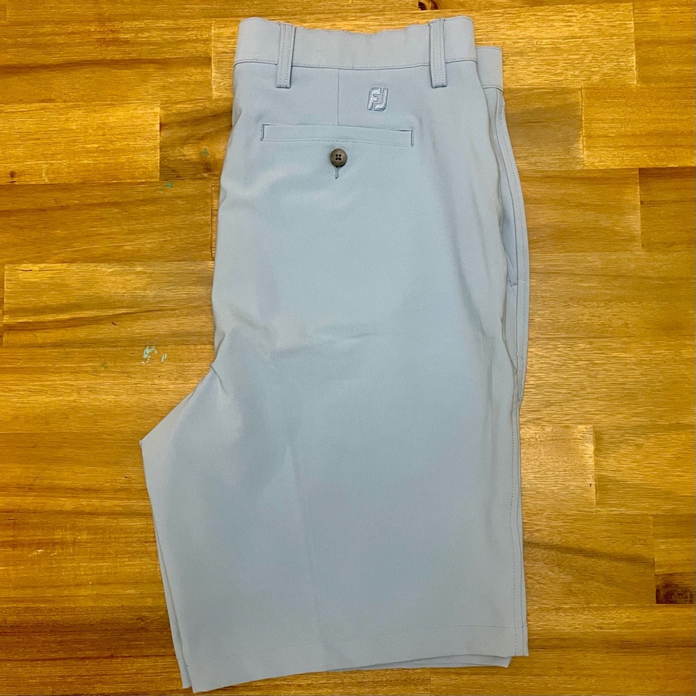 FJ FootJoy Performance Shorts Men's Size 38 Light Blue 10in Inseam Flat Front